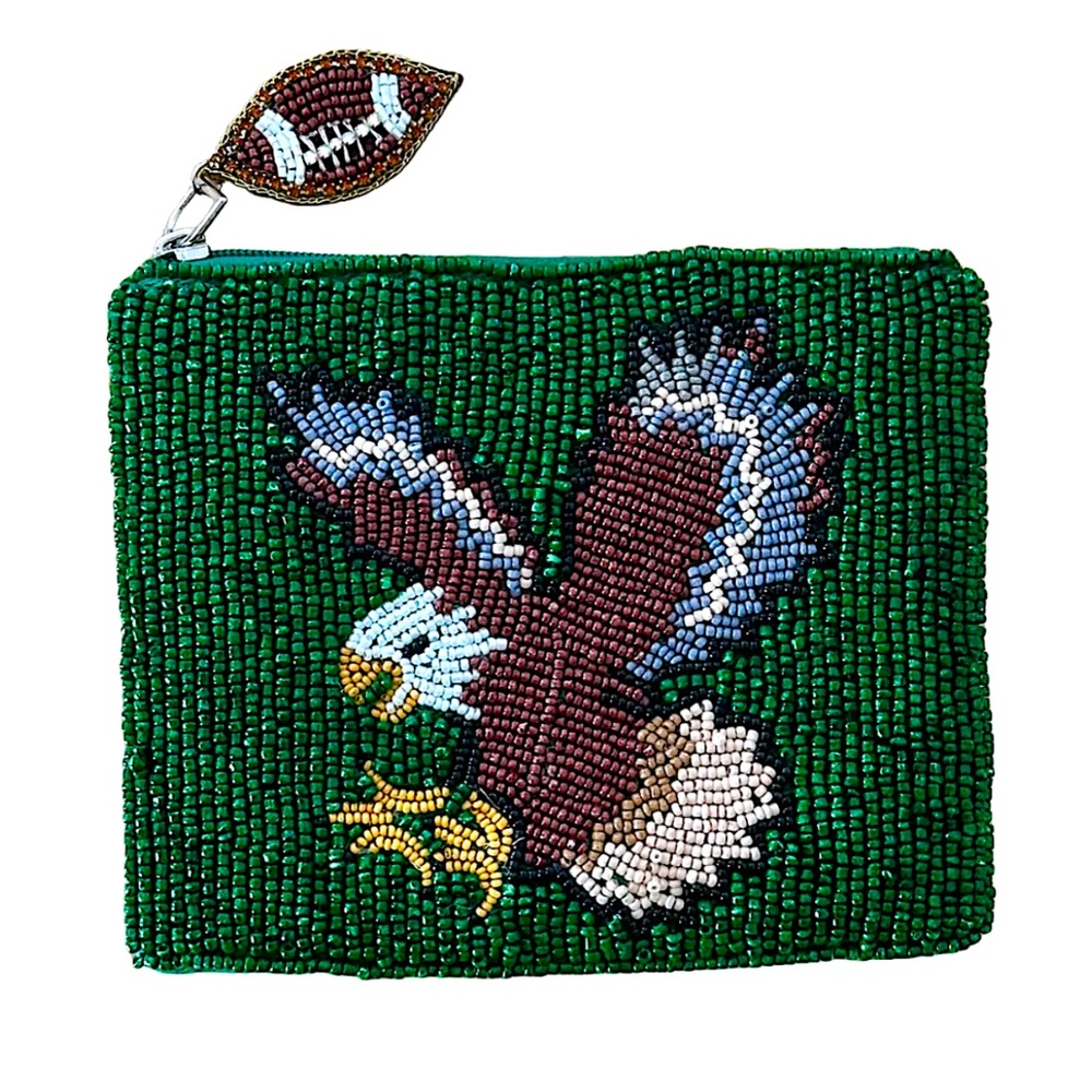 Philadelphia Eagles Coin Purse, Football Game Day Coin Pouch, NEW - Picture 2 of 3